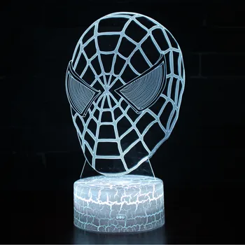 

Spider Man Mask Marvel Avengers Figure Acrylic 3D Illusion LED Lamp USB Colourful NightLight Model Toys for Kids Christmas Gift