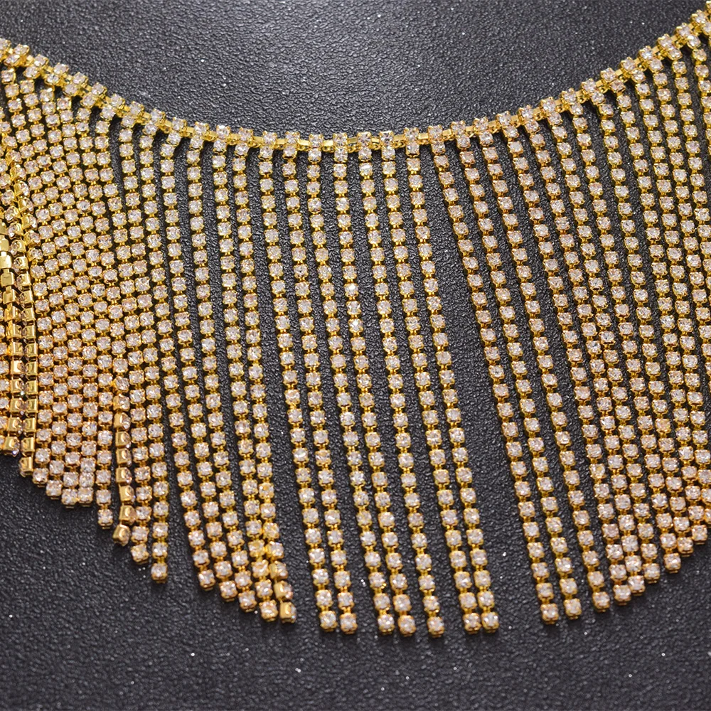 Tassel rhinestones trim sew on appliques (7)