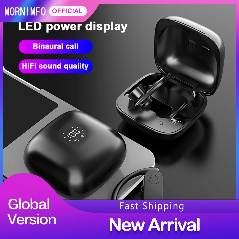 

Bluetooth 5.0 Earphones Sports TWS Ear Hook Wireless Earbuds Waterproof HiFi Sound LED Display Noise Reduction Music Headphone