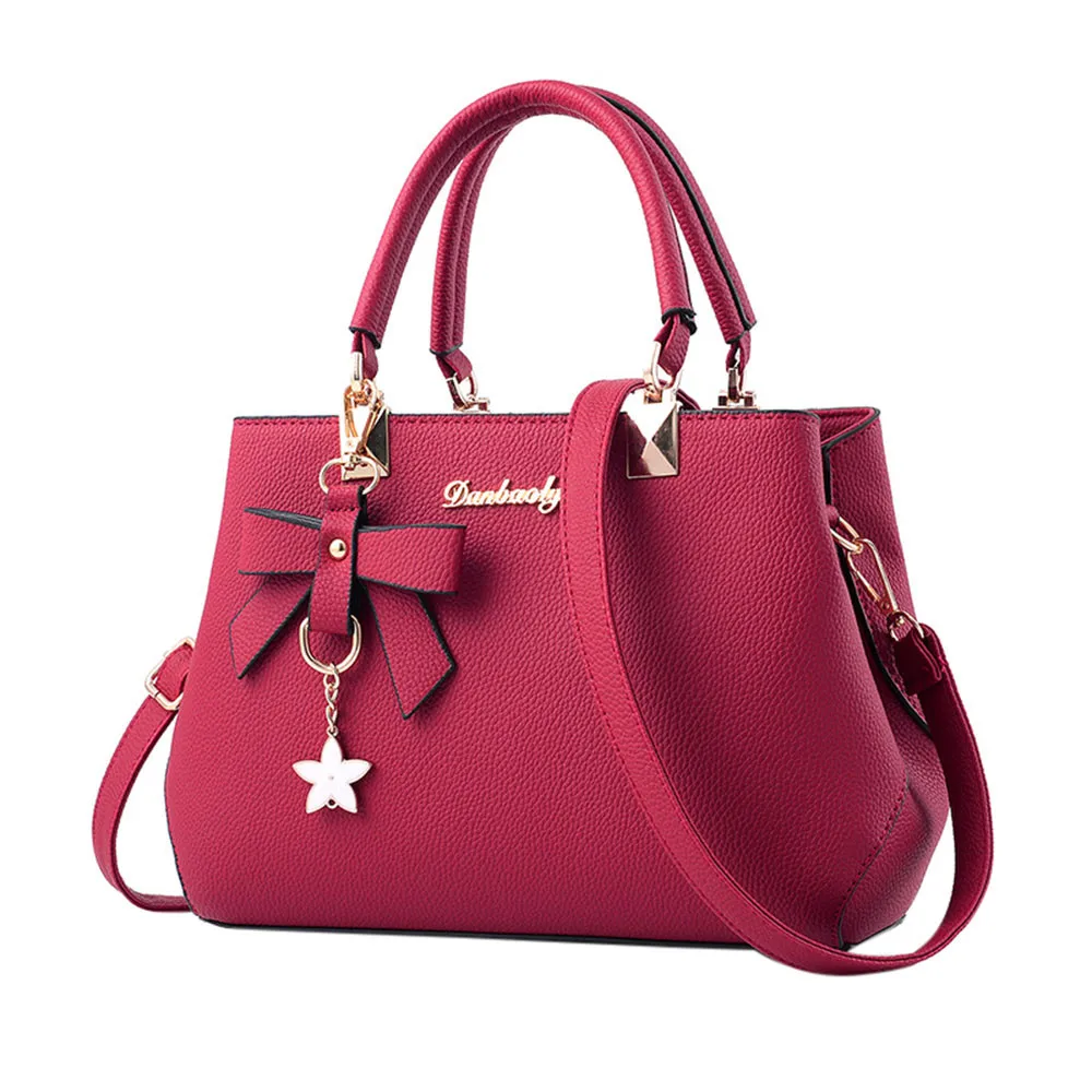 

2Pcs Women Shoulder Bag PU Leather Fashion Women Handbags Pure Color Large Capacity Handbag Shoulder Bag 7.30