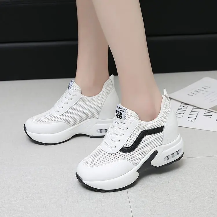 

Women's White Shoes Korean-style Versatile Elevator Shoe Athletic Shoes Autumn 2019 New Style WOMEN'S Shoes White Thick Bottomed