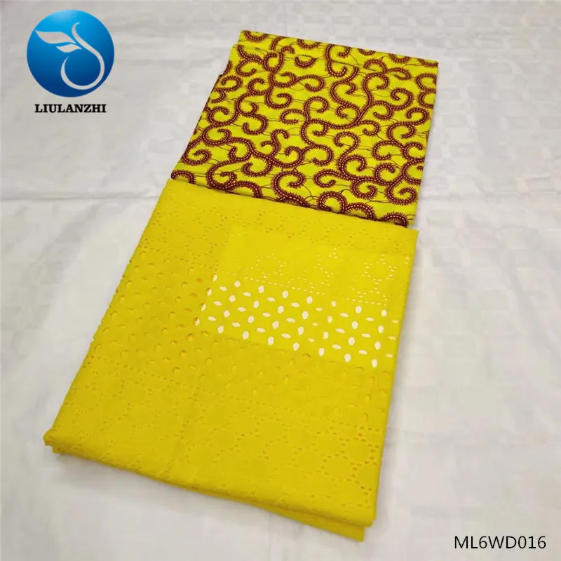 ML6WD16 LIULANZHI Ankara Wax Prints 3 yards High Quality and 2yards French Cotton Dry Lace Lace Set ML6WD - Цвет: ML6WD16
