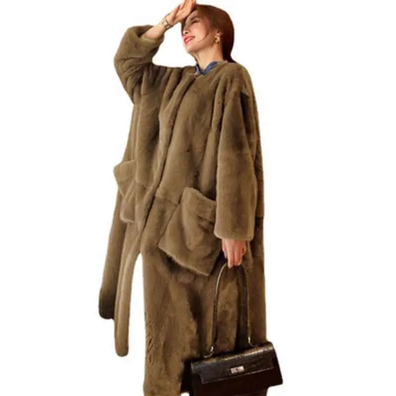 Female Fur &amp Faux Temperament Women Coat 2022 New Winter Fashion Casual Medium Length Solid Color NBH301 | Женская одежда