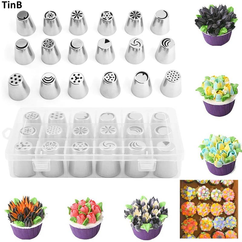 

18pc/Set Stainless Steel Pastry Nozzles With Box Russia Tuilip Icing Piping Nozzles for Confectionery Tips Cake Decorating Tools