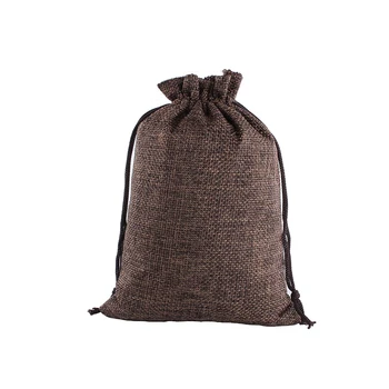

50Pcs/lot Linen Brown Drawstring Natural Burlap Bag Jute Gift Bags Multi Size Jewelry Packaging Wedding Bags Jewelry Pouches