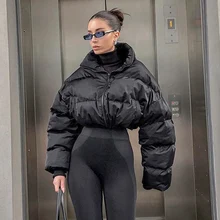 Women's winter Cotton Jacket zipper Hooded Collar overcoat 2021 new Casual Fashion Thick Long-sleeved Solid Color Warm coat