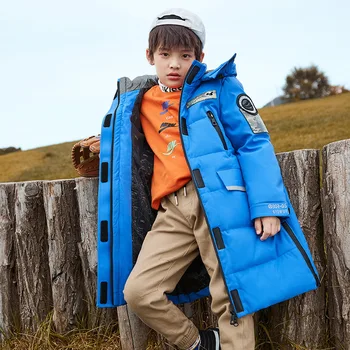 

Children's down jacket boys' long winter 2020 new white duck down thickened winter coat