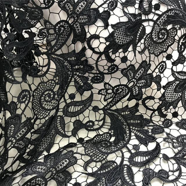 Black Floral Lace, Fabric By The Yard