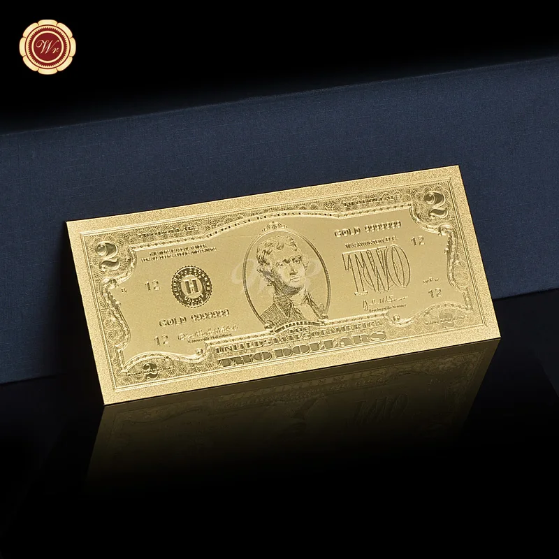 WR Золотая фольга банкнота США 1 доллар поддельные деньги американский стиль Поддельные Банкноты коллекция подарочный сертификат Dropshipping2019 - Цвет: 2 dollar