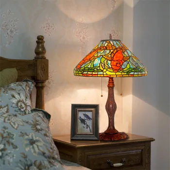 

Tiffany lamp New Chinese style lamp factory outlet sitting room bedroom berth lamp tiffany goldfish study reading lamp