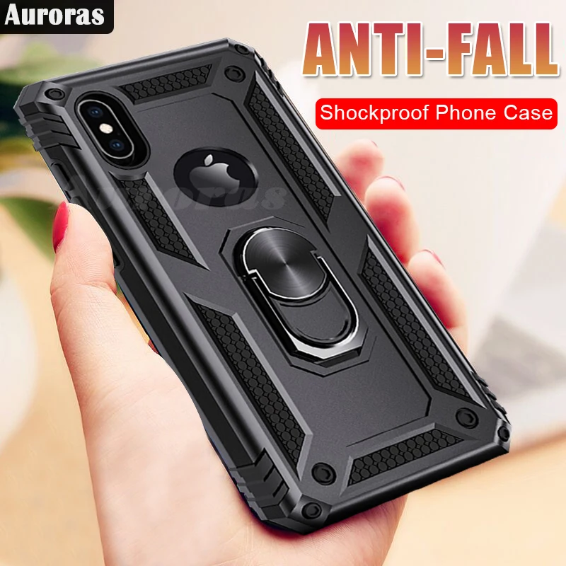 Чехол Auroras для iPhone XS Max роскошный бронированный автомобильный держатель с кольцом