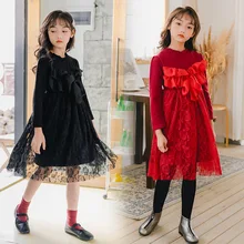 Новинка года, модные зимние утепленные платья из бархата для девочек милые платья принцессы для девочек, новогодние платья для маленьких девочек#8264