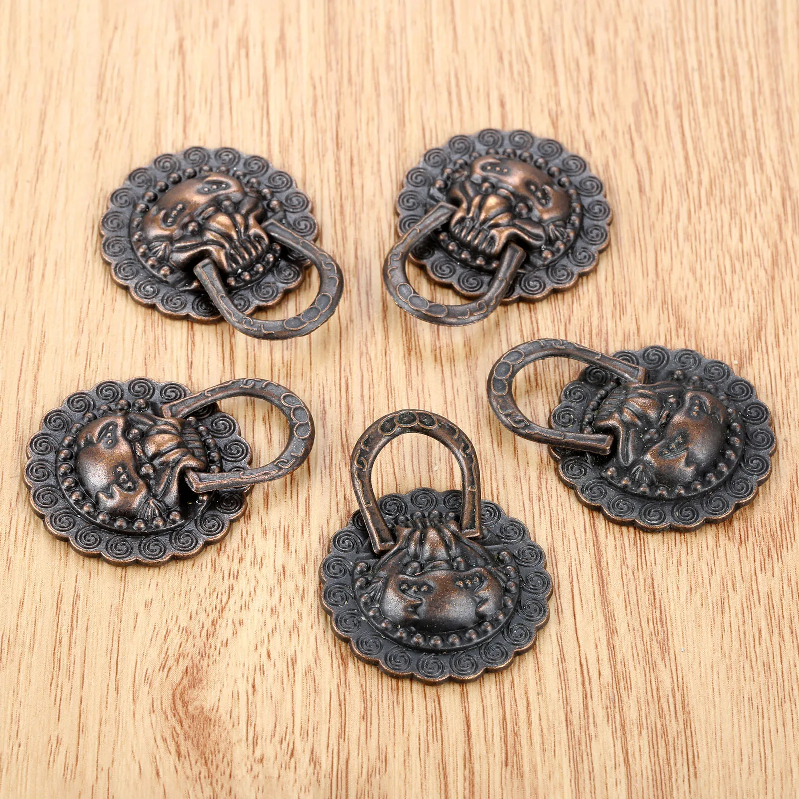 

5Pcs Antique Furniture Handles Lion Head 29*37mm Vintage Cabinet Knobs and Handles Door Drawer Pull Handle Knob Ring