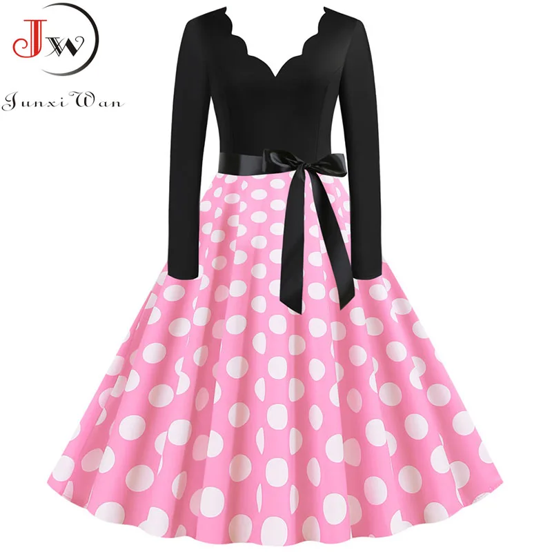 Женское винтажное платье в горошек белое белый с длинным рукавом элегантный