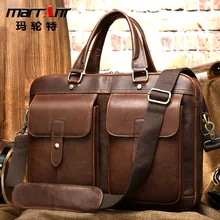 European and American Retro Men's Handbag Genuine Leather Large Capacity 15-Inch Single Shoulder Business Computer Bag 7010