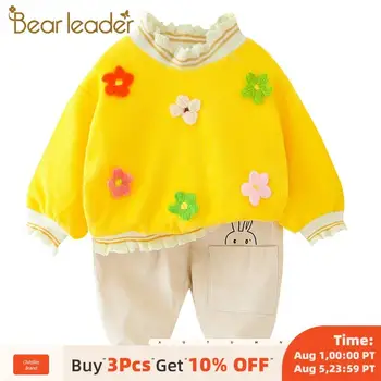 

Bear Leader 2020 New Autumn Girls Long Sleeve Clothing Sets Flower Appliques Pullover Tops and Rabbit Pattern Pants Casual Suits