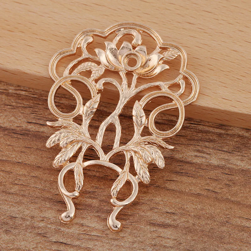 20 개/가방 25*67mm 금속 꽃 펜던트 신부 Hairwear Tiaras 재료 수제 보석 액세서리