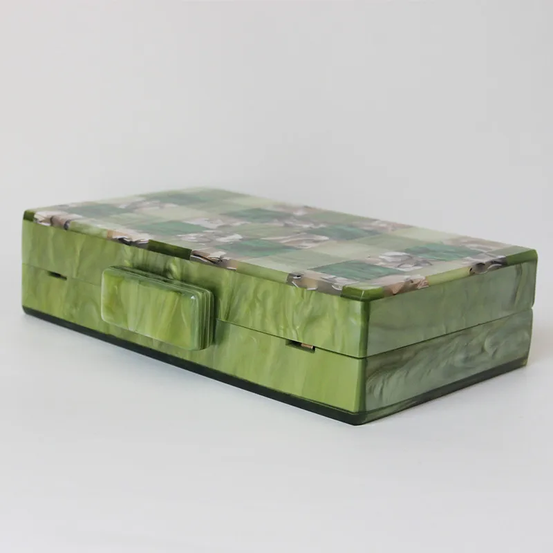 Luxy Moon Spliced Checked Green Clutch Bags For Weddings Top View