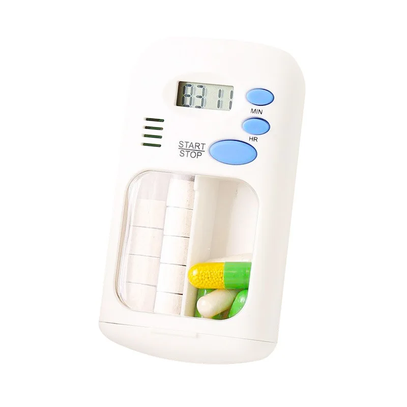 

Smart Medicine Reminder Two Lattice Small Medicine Box Mini Portable E-Alerts Timing Alarm Clock-Pharmaceutical Box