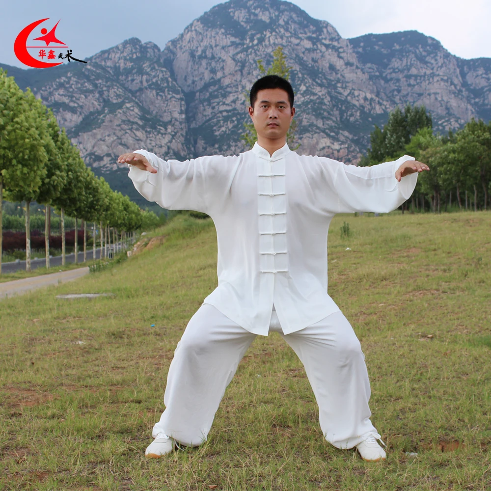 Вышивка Tai Chi одежда для женщин/мужчин ушу, кунг-фу, утреннее боевое искусство костюм Китайский Stlye спортивная одежда искусство представление XS-XXXL - Цвет: Белый