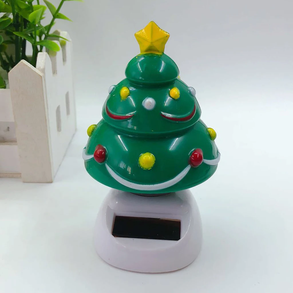 Solar Powered Dancer Toy Bobbing Christmas Tree Car Auto Home Decoration