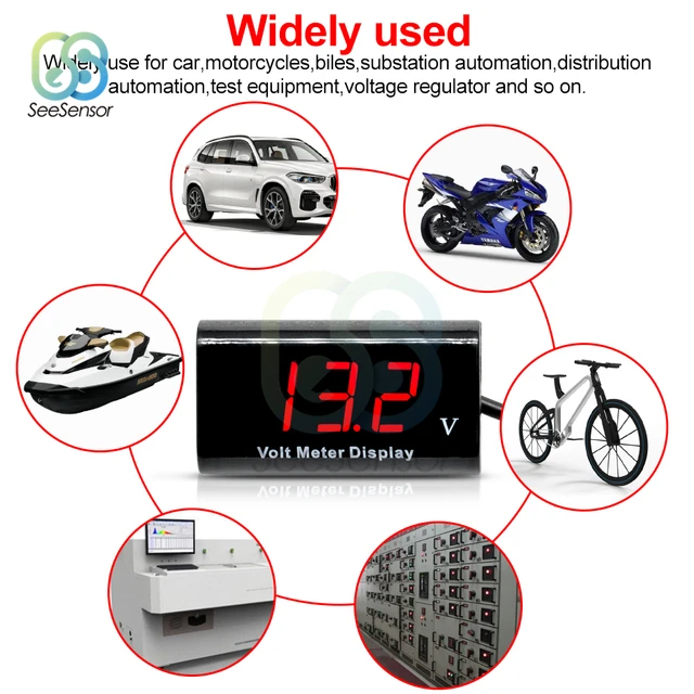 DC 12V Wasserdichte LED Digital Display Spannung Volt Gauge Voltmeter Spannung  Anzeige Monitor Detektor Auto Motorrad Panel Meter - AliExpress