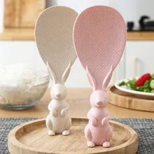 Cuchara de conejo de paja de trigo, pala de arroz de conejo, olla de arroz, cuchara de arroz antiadherente creativa, cuchara de arroz de dibujos animados