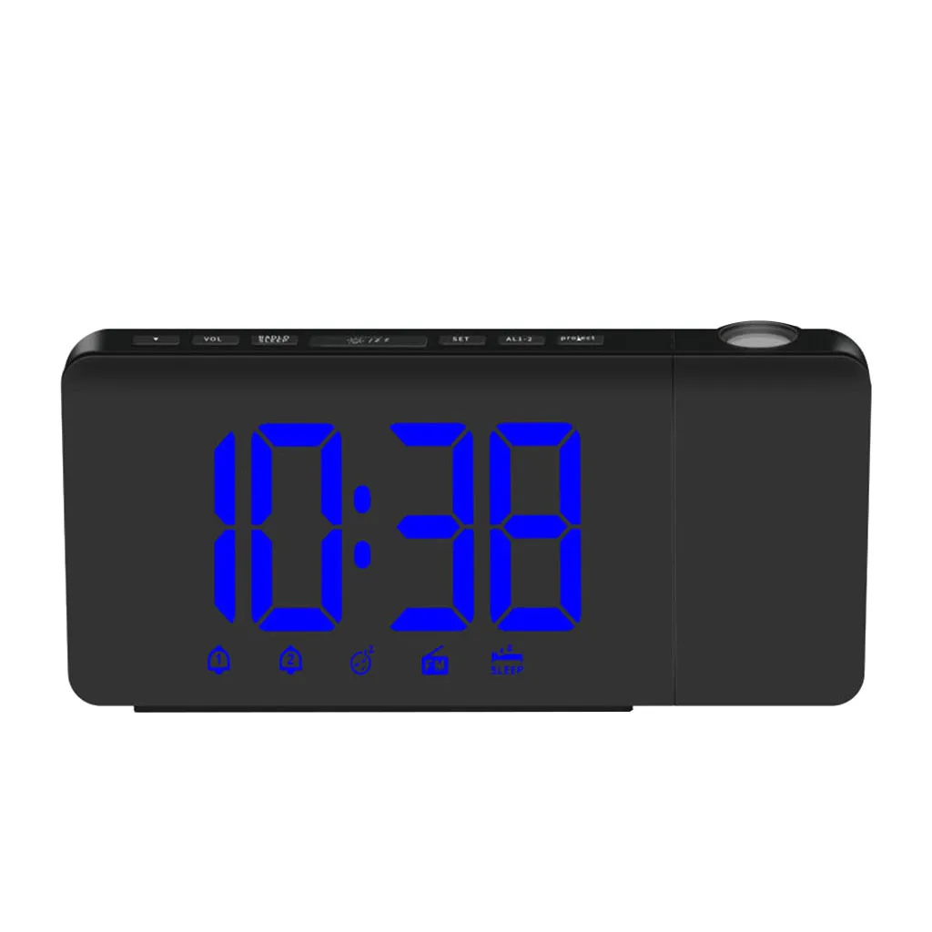 Горячая Распродажа светодиодный цифровой будильник USB проекционные часы светодиодный цифровой будильник вращающийся двойной будильник fm-радио - Цвет: C