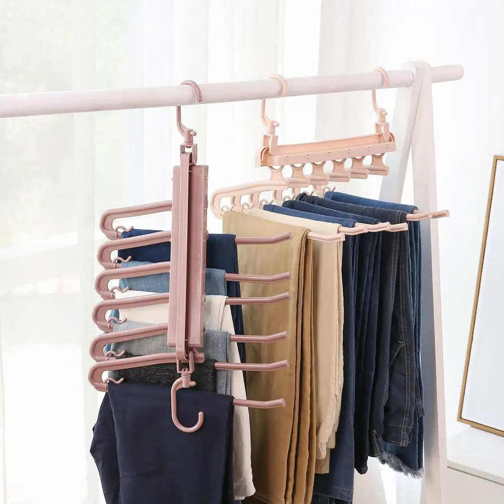 Multifunctional Folding Clothing Rack Telescopic Multi layer Pants