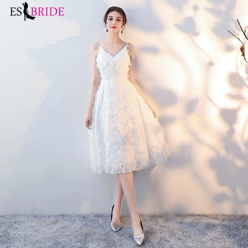 

Elegant Evening Dresses Long ES1637-1 A-Line V Neck Ivory Tassel Lace Girl's Formal Dresses for Wedding Robe De Soiree