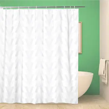 

Bathroom Shower Curtain Abstract Subtle Gray Ethnic Chevron Pattern Classic Fun Funky Waterproof Bath Curtain Set with Hooks