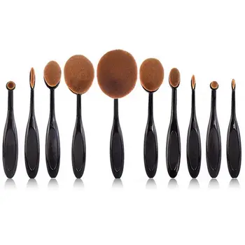 

10 toothbrush-type makeup brushes, black handle BB cream brushes, 10 foundation brushes, makeup tools wholesale