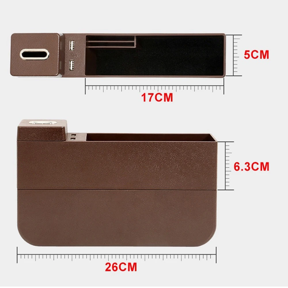 Двойной USB автомобильный ящик для хранения, авто ящик для хранения, держатель для напитков, высокая емкость, ящик для хранения для домашней организации