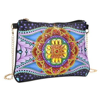 

DIY Diamond Painting Clutch Zipper Wallet Money Makeup Storage Bag Women's Handbag Hand Shoulder Messenger Bag Mandala Flower