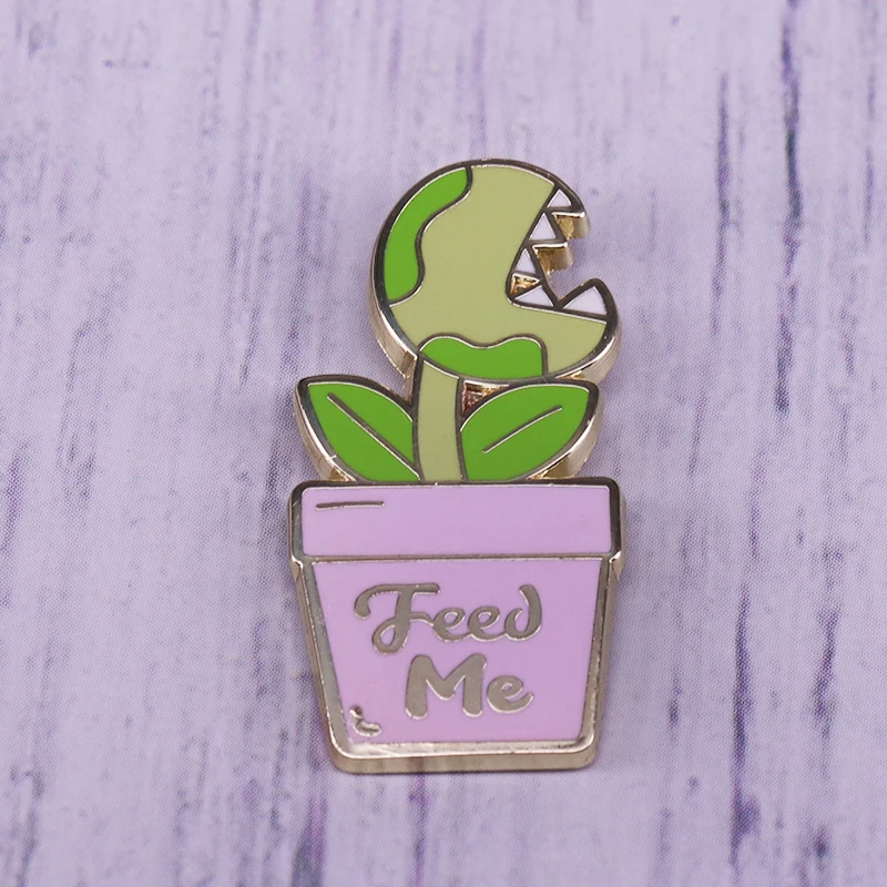 

Feed Me Enamel Pin Seymour brooch Potted plants pin