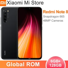 Rom global xiaomi redmi nota 8 6gb ram 128gb rom telefone móvel snapdragon 665 octa núcleo 48mp quad câmera 6.3