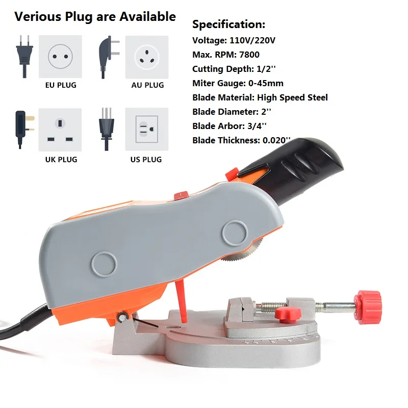  XCAN Multifuncation Mini Table Saw Bench Cut-off Saw HSS Blade for Cutting Metal Wood Plastic with 