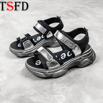 

Summer Shoes Woman Hollow Out Sandals Women Magic Sticker Shoes Ladies Thick Bottom Gladiator Sandals Women's Open Toe Shoes J1