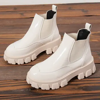 

Autumn 2020 boots women's British style thick bottom short sleeve Knight boots muffin bottom thin boots new women's nude
