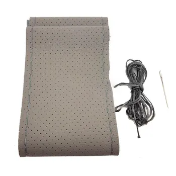 

Car PU Leather Steering Wheel Cover DIY With Thread & Needle 38CM Size M Universal