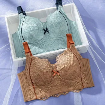 

Women Full Coverage Wire Free Non-Foam Lace Bra 34 36 38 40 42 B C D E F