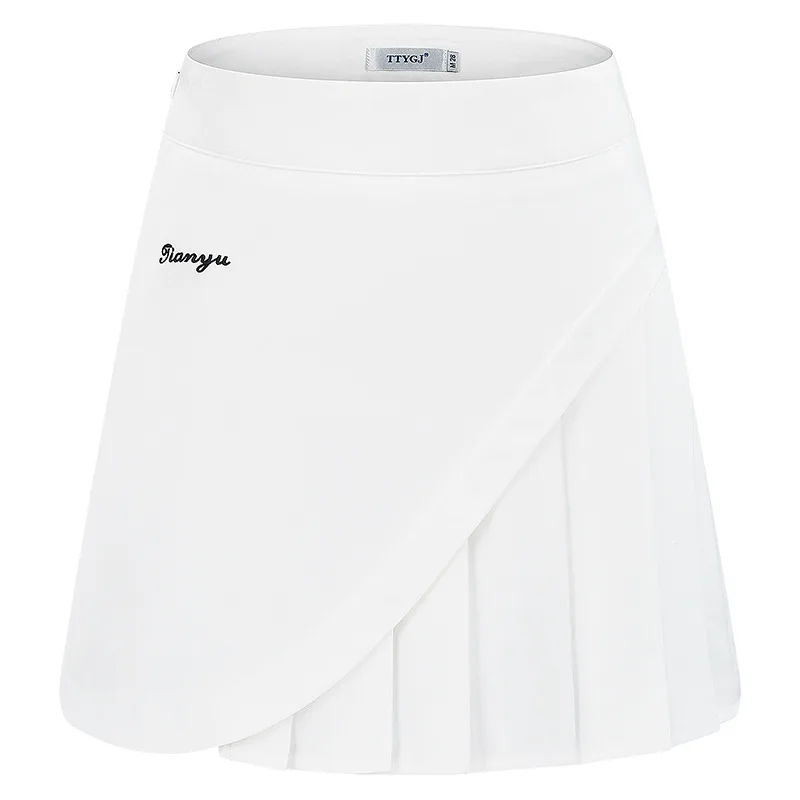 TTYGJ Golf Women's Half-length Short Skirt Quick Dried Sports High Waist Pleated Anti Shining Pants