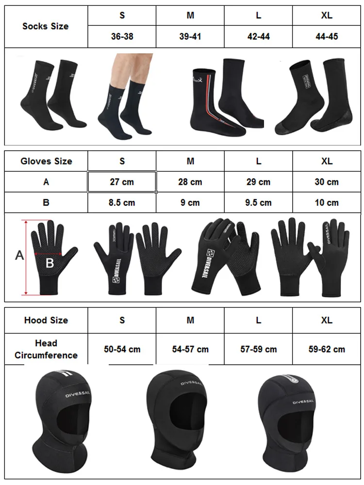 Diving Socks 3mm Neoprene Beach Water Socks-Anti Slip for Snorkel Diving Swim Youth Men Women Wet Hood Gloves 5