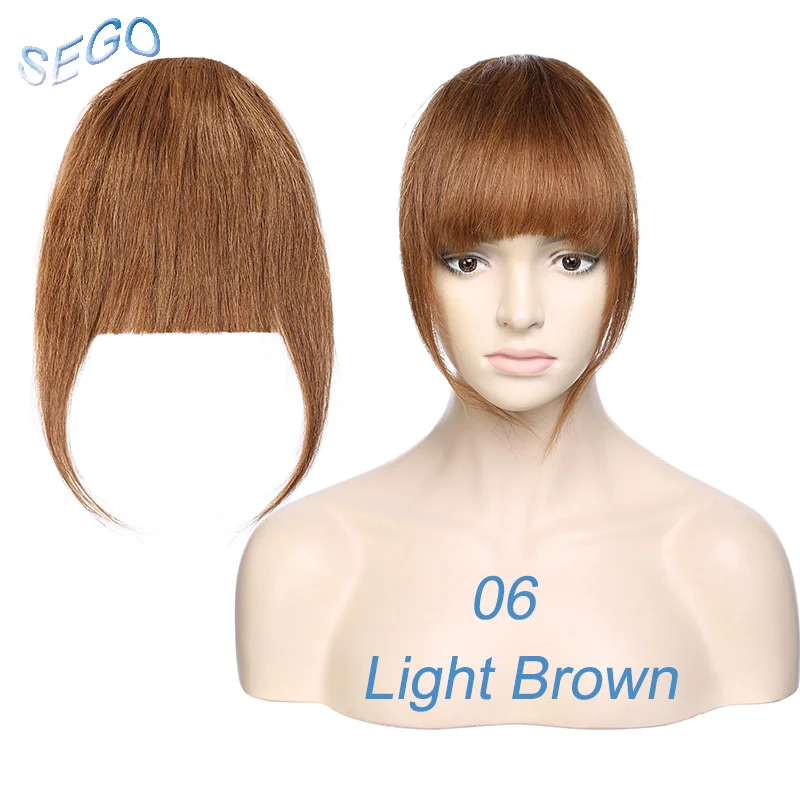 SEGO Non-Remy прямые 3 клипса в человеческие тупые челки подметания боковые челки накладные волосы Fringes человеческие волосы черный блонд ColorC - Цвет: #6
