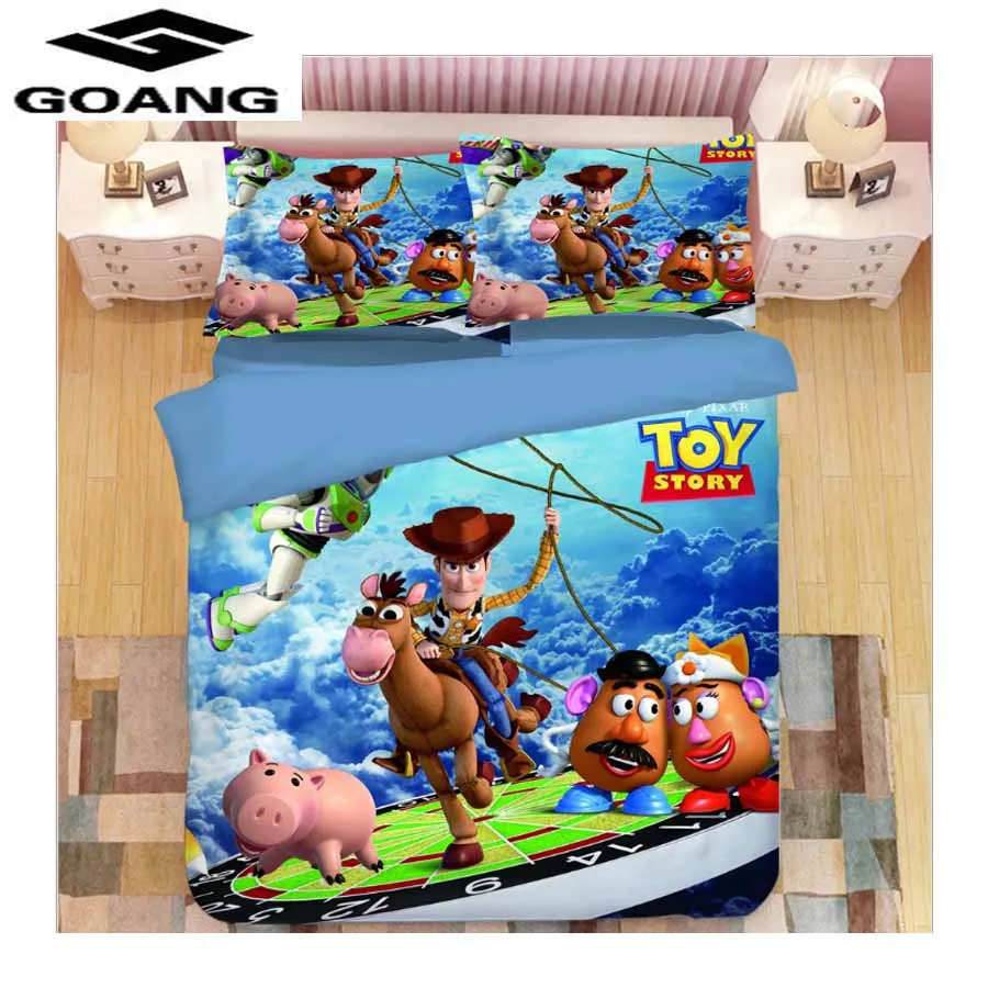 GOANG Toy Story постельное белье простыня пододеяльник и наволочка Роскошные текстильные постельные принадлежности для дома 3d цифровая печать постельные принадлежности для мальчиков - Цвет: Цвет: желтый