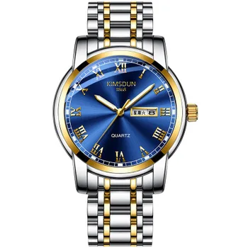 

KIMSDUN Luxury Brand Men Stainless Steel Gold Watch Mens Quartz Sports Male Clock Waterproof Wrist Watches Relogio Masculino