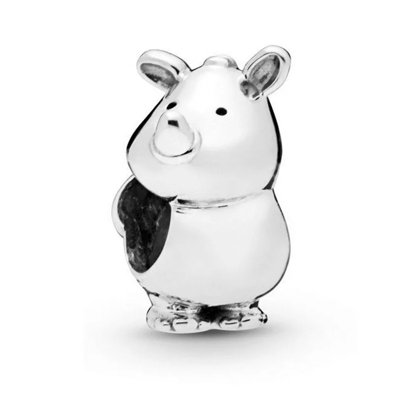 

Original 925 Sterling Silver Beads Rino The Rhinoceros Charm Fit Pandora Women Bracelet & Necklace Diy Jewelry