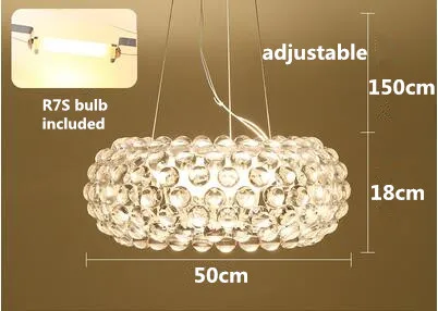 Современные акриловые подвесные светильники для гостиной светильник для столовой Foscarini Caboche прозрачный акрил подвесной светильник блеск светильник - Цвет корпуса: D50cm Pendant Lamp