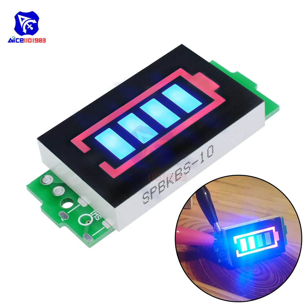 módulo indicador LED de 4 niveles, probador de carga de capacidad de batería de litio 18650 para coche, 1S/2S/3S/4S/6S/7S, verde/azul|Circuitos integrados| - AliExpress