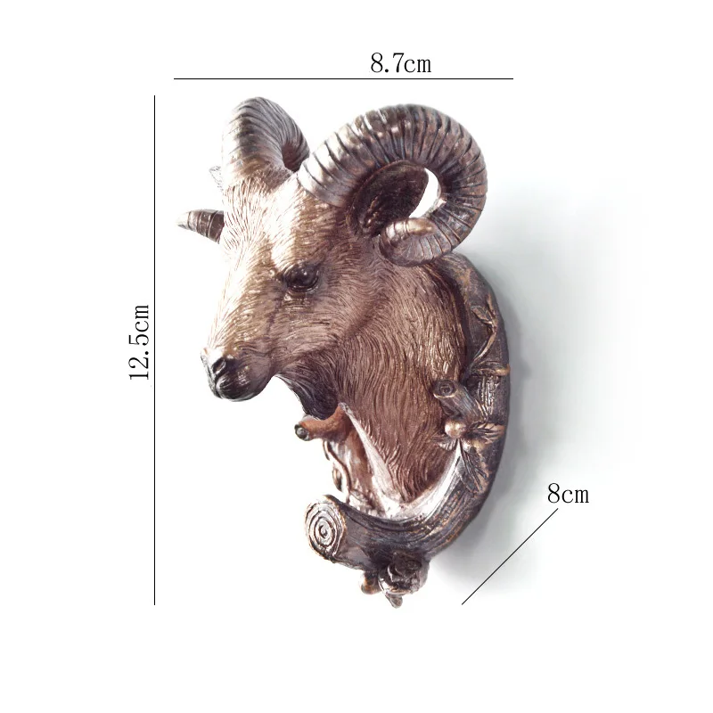 antique Goat Новые крючки для ванной комнаты, держатель для головы животного, крючок для украшения головы оленя, аксессуары для украшения дома, крючки для ключей, органайзер, держатель для ключей, настенный - Цвет: antique Goat